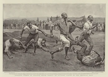 Sporty lekkoatletyczne w Palapye w RPA, ekscytujące zakończenie wyścigu z przeszkodami